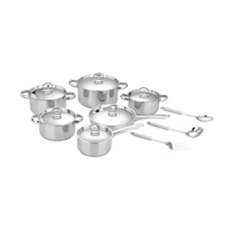 Kitchen appliances cooking pot 15pcs stainless steel cookware set