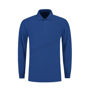 Polo sólido de manga larga para hombre de primera calidad, tela de mezcla de algodón de ajuste clásico, costuras duraderas para oficina o actividades al aire libre - Product Image 2