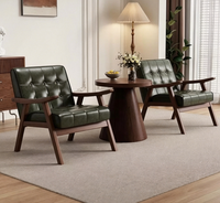Fauteuil simple rétro pour balcon, mobilier de salon, pieds en bois massif, réglage manuel, siège en éponge, ensemble table et chaise