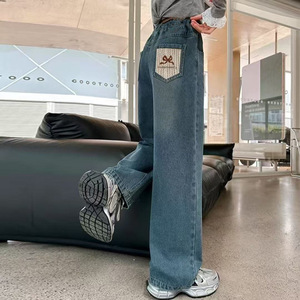 Venta al por Mayor de 26 Diseños de Jeans para <span class=keywords><strong>Niñas</strong></span> de Primavera y Otoño, <span class=keywords><strong>Pantalones</strong></span> Rectos Holgados para <span class=keywords><strong>Niñas</strong></span> de 2 a 10 Años, <span class=keywords><strong>Pantalones</strong></span> Casuales de Mezclilla de Pierna Ancha para <span class=keywords><strong>Niñas</strong></span> - Product Image 6