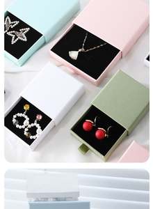Petites boîtes à bijoux en carton avec logo personnalisé, emballage pour bague, bracelet, collier, boîte à tiroir coulissant, design exclusif, cadeau de bijoux - Product Image 2