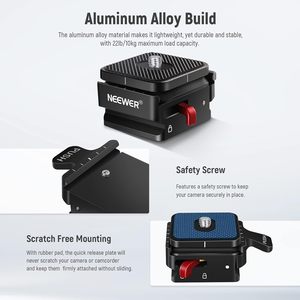 Neewer phát hành nhanh chóng tấm, Máy ảnh núi Adapter với 1/4 "và <span class=keywords><strong>3</strong></span>/8" vít chủ đề, phát hành nhanh chóng hệ thống cho chân máy, monopod - Product Image 2