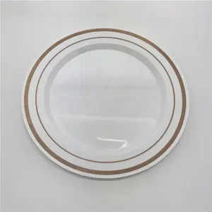 6 Inch White With Colored Rim Salad Dessert Plates Premium Hard Plastic Appetizer Dishes Small Party Serving Cake Plates