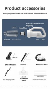 <span class=keywords><strong>Aspirateur</strong></span> <span class=keywords><strong>sans</strong></span> <span class=keywords><strong>fil</strong></span> portatif pour voiture <span class=keywords><strong>et</strong></span> maison avec moteur <span class=keywords><strong>sans</strong></span> balais, aspiration puissante, fonctionnement <span class=keywords><strong>silencieux</strong></span>, utilisation à sec, élimination des acariens - Product Image 2