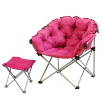 Fauteuil lune pliant d'extérieur en métal épaissi, portable, chaud et confortable, pour la plage et le camping, grand fauteuil rond de détente