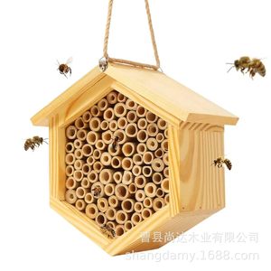 Solid wood hexagonal insect nest outdoor decoration <b>garden</b> beehive birdcage <b>garden</b> <b>hanging</b> insect honeycomb - Product Image 5