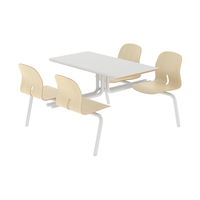Ensemble table et chaises de cantine scolaire moderne, 4 places, mobilier de cafétéria en tissu avec table et chaises fixes