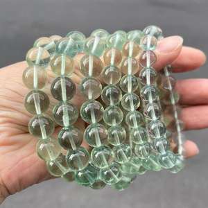 Pulsera Elástica Ajustable de Cuentas Redondas de Fluorita Verde Primavera Transparente de Alta Calidad, Piedra del Genio, Flujo de Energía, para Mujer - Product Image 1