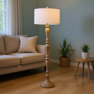 Lámpara de Piso de Poliresina DB de 61.5" con Efecto Madera Estilo Costero - Product Image 2