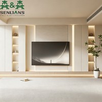 Meuble TV mural SLS de style moderne et minimaliste, console multimédia intégrée avec écran rétroéclairé par LED et panneau texturé cannelé