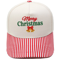 Großhandel Bestickte Weihnachts-Trucker-Mütze Verstellbar Farbblock-Design mit Netzrücken Unisex Feiertagsparty