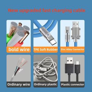 Factory Hot Sale 100W Zinc Alloy Connector 1M Silicone Multiple USB <b>Type</b> <b>C</b> Fast Charging Data <b>Cable</b> for Mobile Phones - Product Image 6