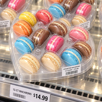 Plateau d'emballage transparent en PET à 12 compartiments pour macarons avec couvercle, boîte en plastique en forme de cœur pour biscuits, desserts, pâtisseries, bonbons, présentoir cadeau