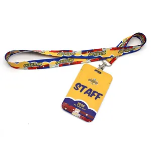 Custom Id Case Naam Badge Plastic Kaarthouder Dyesublimation Printing Polyester Lanyard Met Logo Ontwerp