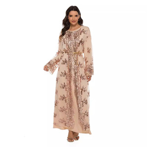 European and American New High-Density Bead Embroidery <b>Long</b> <b>Skirt</b> Elegant Flared Sleeve Dress - Product Image 3