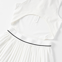 Robe de tennis plissée sans manches à demi-zip pour femme grande taille, personnalisable OEM/ODM, avec logo frontal, respirante et à séchage rapide, ensemble short