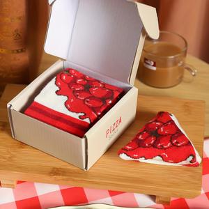 بيتزا مريحة جيدة التهوية جديدة غريبة هدية زوج الجوارب لعيد الحب عيد الهالوين طول الطاقم مع شعار على الكفة - Product Image 3