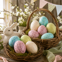 Oster-Deko Rosa Gelb Weiß Grün Glitzer-Eier Dekorations-Set für Baum und Korb Feiertagskollektion Lieferant Großhandel