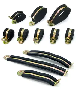 Pinces de suspension de tuyau de câble de style P isolées en acier inoxydable noir et caoutchouc de 1/2 pouces 5/8 pouces