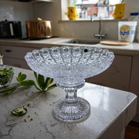 Assiettes à pied en verre de cristal bohème faites à la main, peintes à la main, personnalisées, durables, non toxiques, de qualité alimentaire, rondes, pour la maison