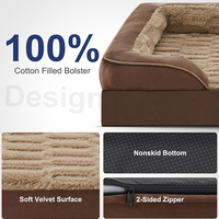 Großhandel benutzer definierte dunkelbraune Plüsch ortho pä dische Haustier Bett wasch bar Rechteck Memory Foam Hunde bett mit Kissen für große Hunde