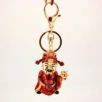Çin tarzı altın plaka Metal çinko alaşım promosyon karakter kolye servet tanrı servet anahtarlık anahtarlıklar çanta