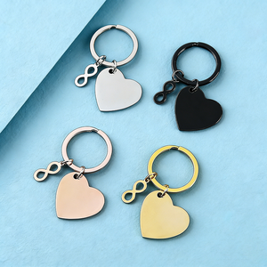 Ywyougang Porte-clés en acier inoxydable 201 avec breloque cœur et symbole infini, personnalisable par gravure, anneau en fer, multicolore pour couples - Product Image 1