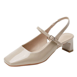 Sandali Mary Jane da Donna con Punta Quadrata e <span class=keywords><strong>Tacco</strong></span> Grosso, Tomaia in PU, Suola in Gomma, Nuovi 2026, Minimalisti e Sofisticati, Rosa <span class=keywords><strong>Nude</strong></span>, Tacchi Estivi - Product Image 6
