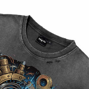 Camisetas de Algodón de Alta Calidad para Hombre, Estilo Vintage, Oversize, Lavado Ácido, Diseño Punk, Transpirables, Suaves, Ropa Personalizada de Moda Masculina - Product Image 4