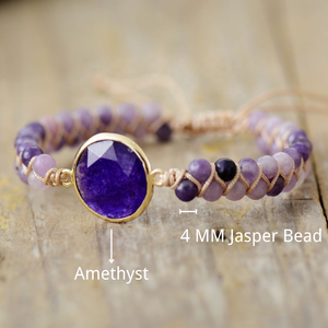 Pulseras de pareja de diseñador Brazaletes de jade con amatista trenzada Estilo bohemio <span class=keywords><strong>Amour</strong></span> Yoga Jewelry - Product Image 5