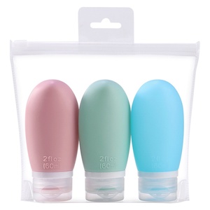 Custom Bulk 4/3 in 1 Mini 2oz Reusable Eco-Friendly Leak Proof Portable Silicone Squeeze <b>Travel</b> Size <b>Bottle</b> Set 60ml <b>for</b> Shampoo - Product Image 1