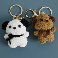 Offre Spéciale Porte-clés Ornement Chien à Grandes Oreilles en Peluche Fait Main au Crochet et Tissé en Fil, Style Dessin Animé
