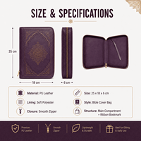 Housse de Bible personnalisée en cuir PU, sac de transport pour Bible avec fermeture éclair, étui de protection pour livre religieux