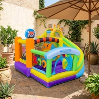Château gonflable pour enfants, design panda rouge et girafe, avec toboggan, trampoline intérieur/extérieur, centre de jeux, jouet pour fête d'anniversaire