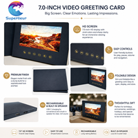 Biglietto d'Auguri Video Promozionale con Schermo LCD da 7 Pollici in Cartoncino Nero Formato A5