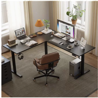 Bureau électrique à hauteur réglable avec structure en acier inoxydable - Bureau moderne en MDF
