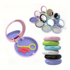 Portable Clear Retainer Case with Mirror, Round Orthodontic Aligner <b>Denture</b> Storage <b>Box</b> <b>for</b> Travel Promotional Gifts - Product Image 1
