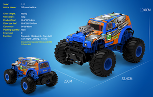 2,4G 1/24 RC todoterreno Crawler Racing modelo de juguete eléctrico Radio <span class=keywords><strong>Control</strong></span> <span class=keywords><strong>Remoto</strong></span> vehículo personalizable coche PVC Shell <span class=keywords><strong>Monster</strong></span> Truck - Product Image 4
