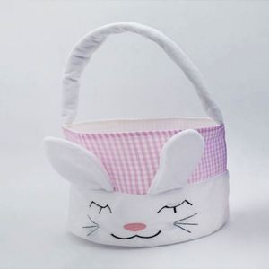 2026 <b>Basket</b> Plush <b>Baskets</b> With Bunny Ear Cute Rabbit Plaid Large <b>Easter</b> Bucket - Product Image 6
