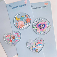 Nouveautés Porte-clés en acrylique DIY amusant en forme de cœur et de rond, pendentif, autocollants de stars Kpop, porte-clés transparent, porte-clés DIY