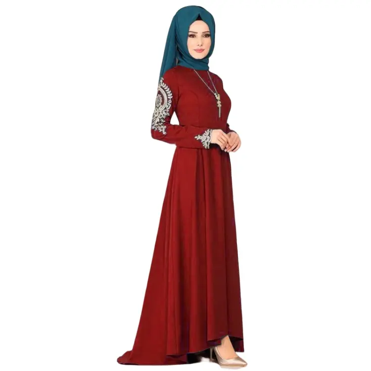 רקמת שמלה ארוכה אסלאם קלאסי מוסלמי מזרח תיכון שמרני חלוק שמלה צנוע לנשים בגדים ערביים