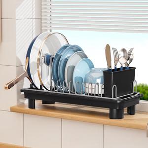 Escurridor de Platos Multifuncional, Resistente a la Oxidación, Moderno, de Metal, <span class=keywords><strong>Estrecho</strong></span>, con Estante de Almacenamiento, Ahorro de Espacio, Sin Tornillos, Duradero - Product Image 3