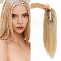 M06 Promotion : Topper capillaire premium lisse pour femmes blanches, avec fixation Velcro – En stock