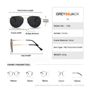 Lunettes de soleil unisexes de style aviateur, monture intégrale, verres TAC, protection UV400, couleur noir, gris, or, pour la conduite - Product Image 5