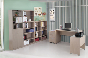 6-Unit <b>bookcase</b> with glass and wooden door for study room - Product Image 3
