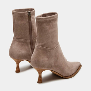 Damen Wildleder Kätzchen <span class=keywords><strong>Low</strong></span> Heel Stiefeletten Pointed Toe Side Zipper Short <span class=keywords><strong>Booties</strong></span> - Product Image 3