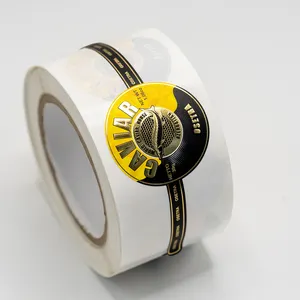 Adhésif de congélation étanche de luxe personnalisé Kaviar Etikett étiquette de joint inviolable impression de logo autocollant de pot de boîte de conserve de caviar