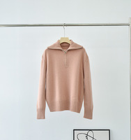 Pull à col mi-zippé uni pour femme, manches longues, automne-hiver, usage quotidien