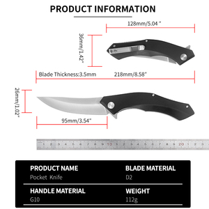 Cuchillo de Bolsillo Plegable Táctico de Supervivencia para Camping, con Hoja de Acero 8cr14 y Mango de G10, Venta al Por Mayor OEM - Product Image 2