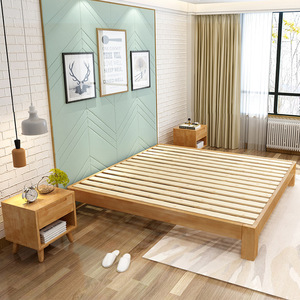 Nordic Solid Wood Tatami <b>Bed</b> Platform Low <b>Bed</b> Natural Walnut Color <b>Space</b> <b>Saving</b> Guesthouse <b>Bed</b> Frame - Product Image 2